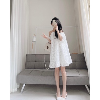 Váy cut out vai hoa nổi Samhyewear