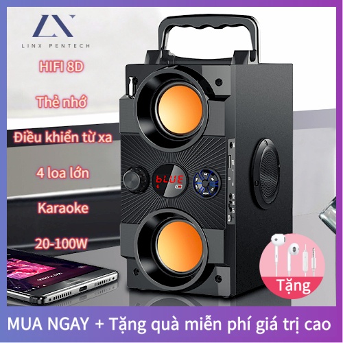 Loa Karaoke Bluetooth Gia Đình,[Không Micro] Di Động Loa âm Lượng Cực Đại 100W, Pin 2500 mA, Phát Liên Tục Trong 8 Giờ