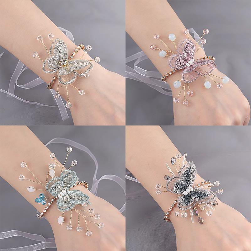 Vòng Đeo Tay Đính Hoa Phong Cách Mori Hàn Quốc Dành Cho Cô Dâu/Phù Dâu