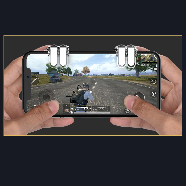 Bộ 2 nút bấm chơi game PUBG loại T6 cơ thép không gỉ chơi Pubg Ros Free Fire Knight Out trên điện thoại