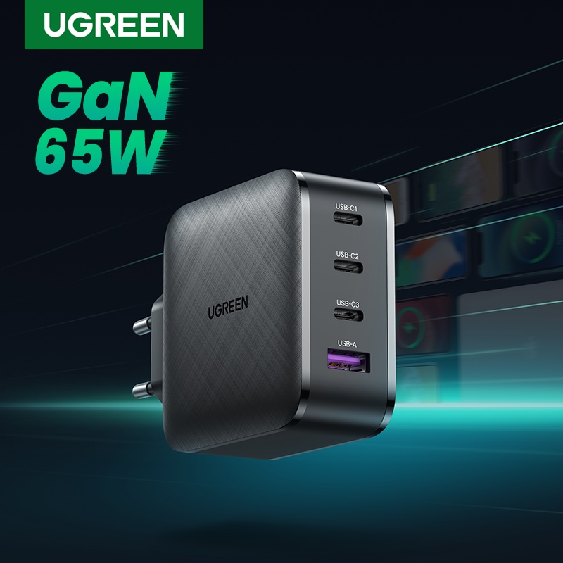 Củ sạc nhanh UGREEN CD224 70773 70774 GaN 65W 4 cổng 3C 1A sạc nhanh PD 3.0 QC 3.0 PPS