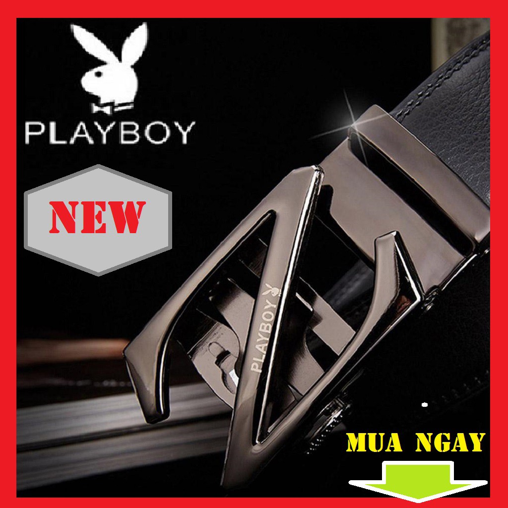 Thắt Lưng Da Nam Khóa Tự Động Cao Cấp Dây Nịt Nam Hàng Chuẩn Thương Hiệu Playboy Mầu Vàng Bạc Hàng CHÍNH HÃNG