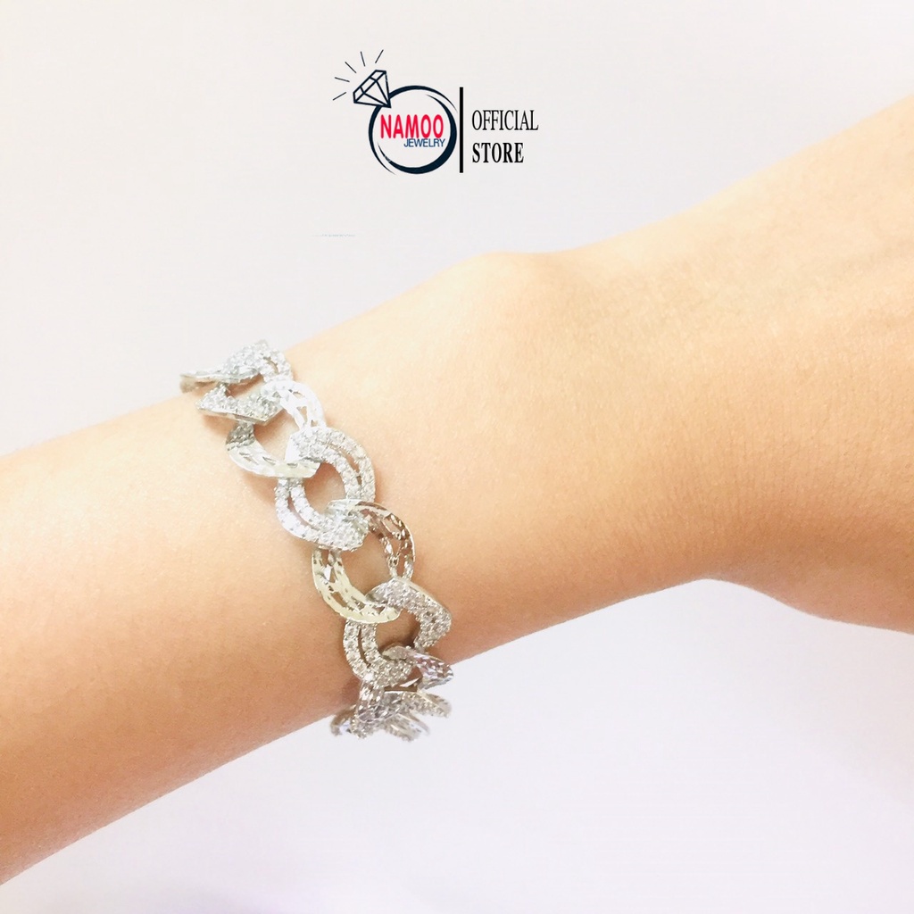 Lắc Tay Bạc Nữ, Vòng Tay Đính Đá Mạ Bạc L686 Namoo Jewelry