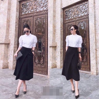 Chân váy midi xếp ly cách điệu topshop vnxk