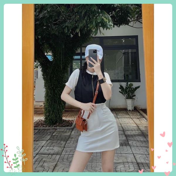 Chân Váy kaki nữ bassic dáng chữ a lưng cao có quần trong