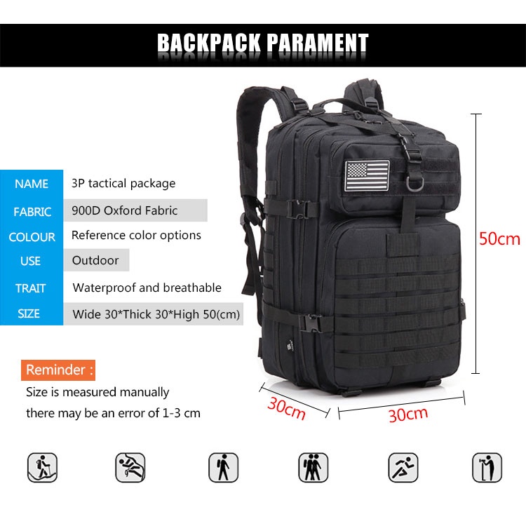 Balo Quân Đội Cỡ Lớn 45L Chống Nước 3D Cho Nam