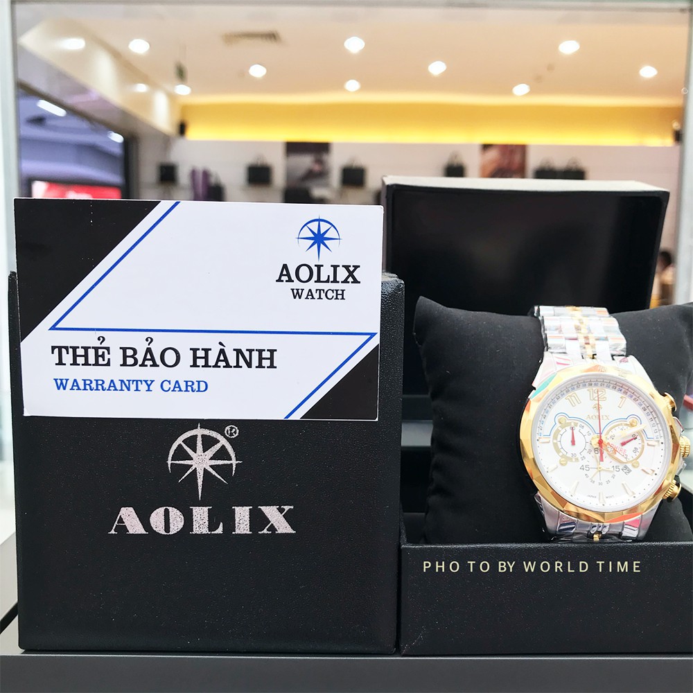 Đồng hồ Nam Aolix AL7052 Full hộp , Thẻ bảo hành hãng - Kính Sapphire chống xước chống nước - Dây thép 316L