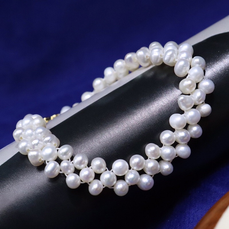 Vòng tay hạt ngọc trai nhân tạo đan nhỏ 5ly