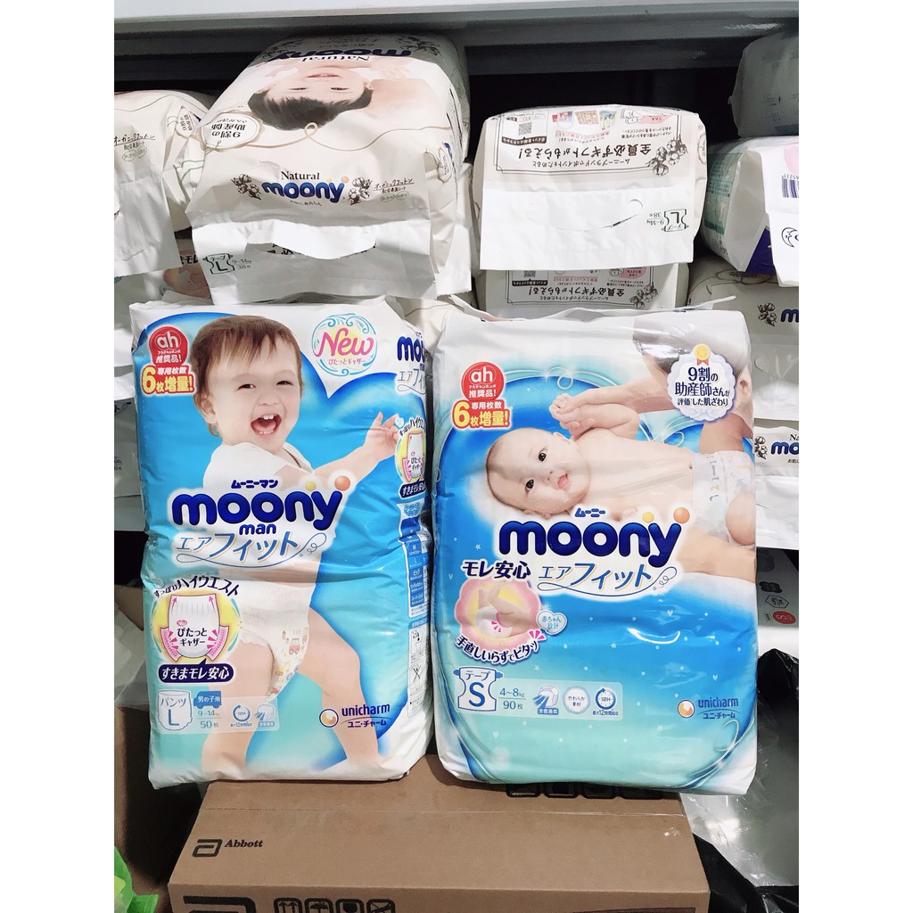 (Cộng Miếng) Tã Bỉm Moony nội địa Nhật đủ size dán/quần NB96, S90, M64, M68, L58, L50, XL44