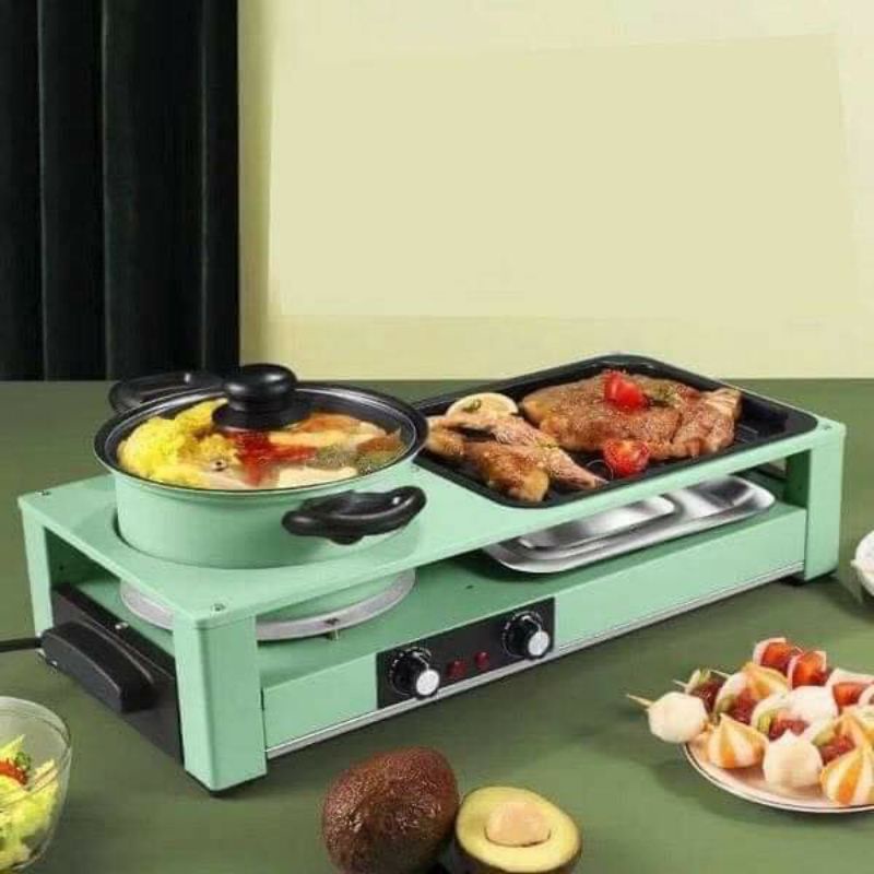 NỒI LẨU NƯỚNG 2 TRONG 1 MODEL DKS-303 2 BỘ CHỈNH NHIỆT ĐỘC LẬP CÔNG SUẤT 2200W🍖🥘