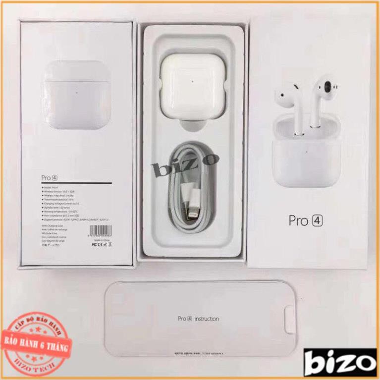 [BẢN NÂNG CẤP - BH 6 THÁNG]] Tai nghe mini Airpods Pro 4 Bluetooth 5.0 TWS, cảm biến, đổi tên, định vị chuẩn