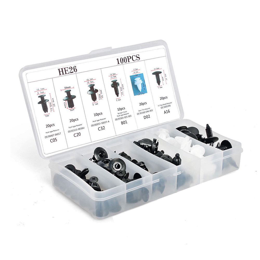 Bộ 100 Đinh Tán Bằng Nhựa Nhiều Màu Sắc Chuyên Dụng Cho Xe Hơi Fender