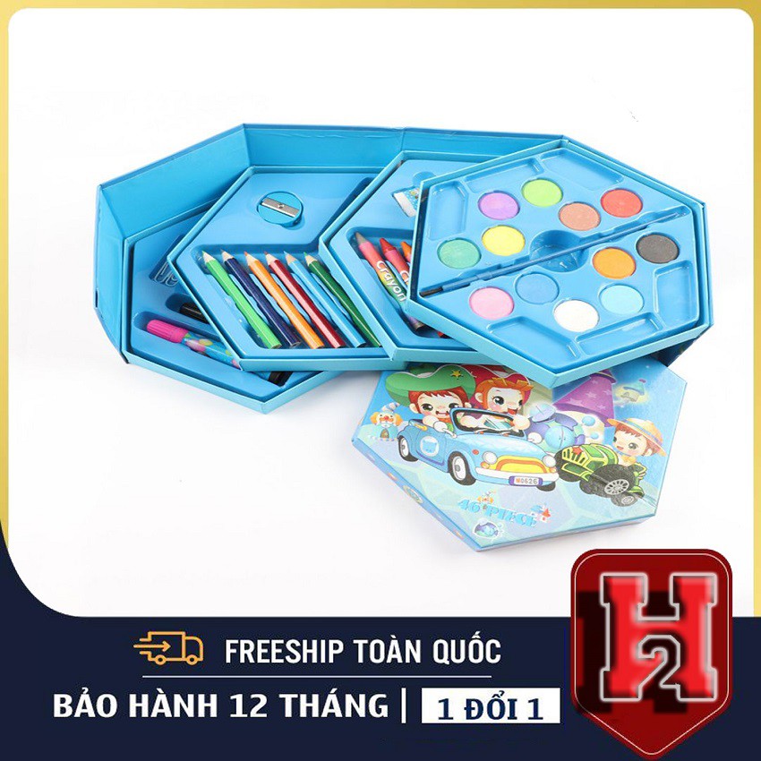 FREESHIPHộp Màu 46 Món,Thiết Kế 4 Ngăn Thông Minh,Màu Bền Đẹp,Không Gãy,Nhòe,Phù Hợp Với Mọi Lứa Tuổi