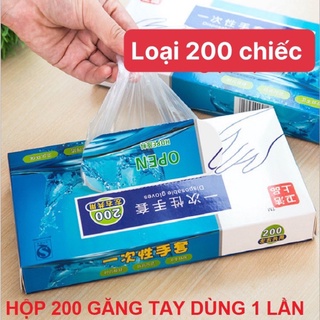 HỘP 200  BAO TAY NYLON DÙNG 1 LẦN, găng tay làm bếp, ăn hải sản, dùng nhà hàng