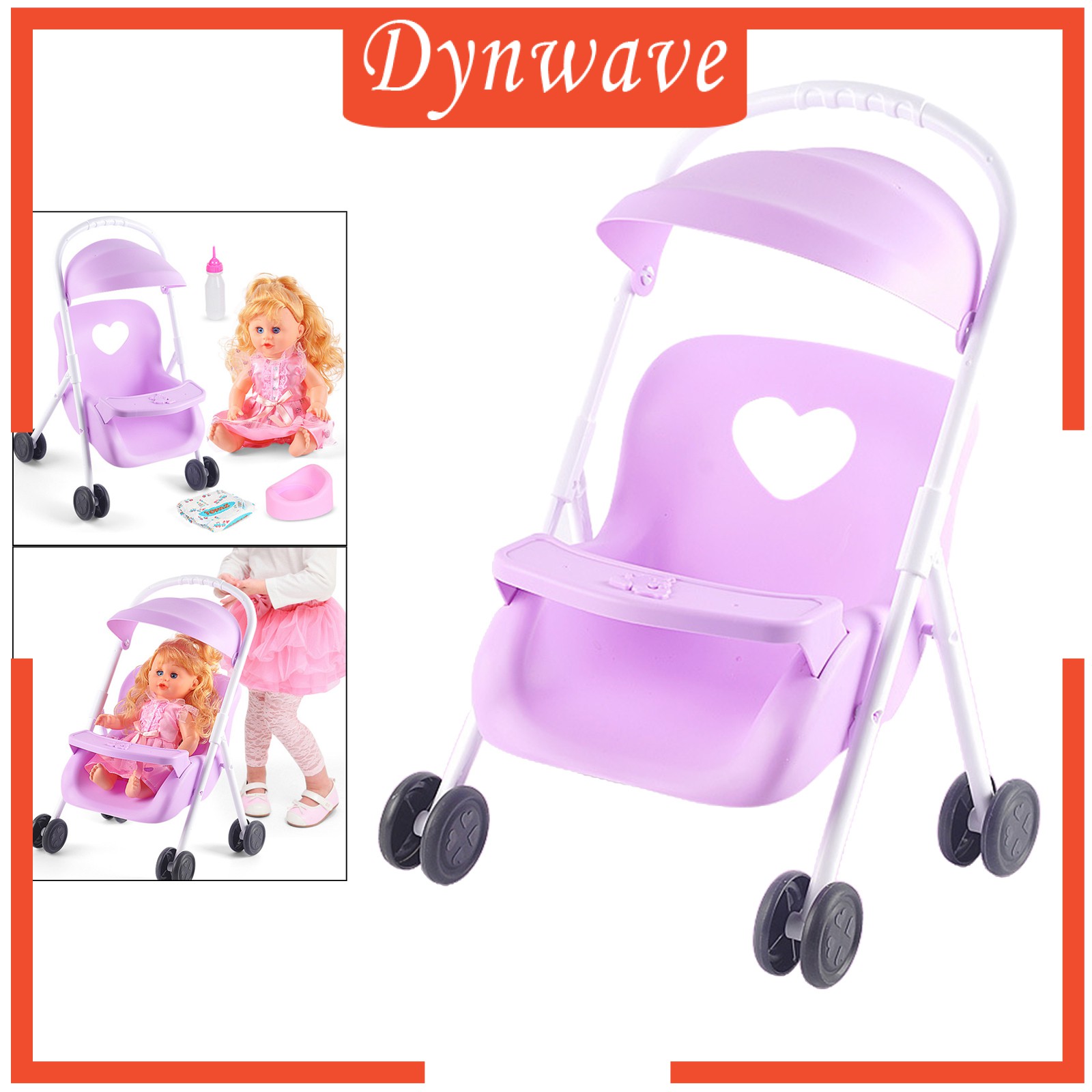 [DYNWAVE] Baby Doll Stroller Pushchairs Foldable Push Cart Toddlers Pretend Play Toy