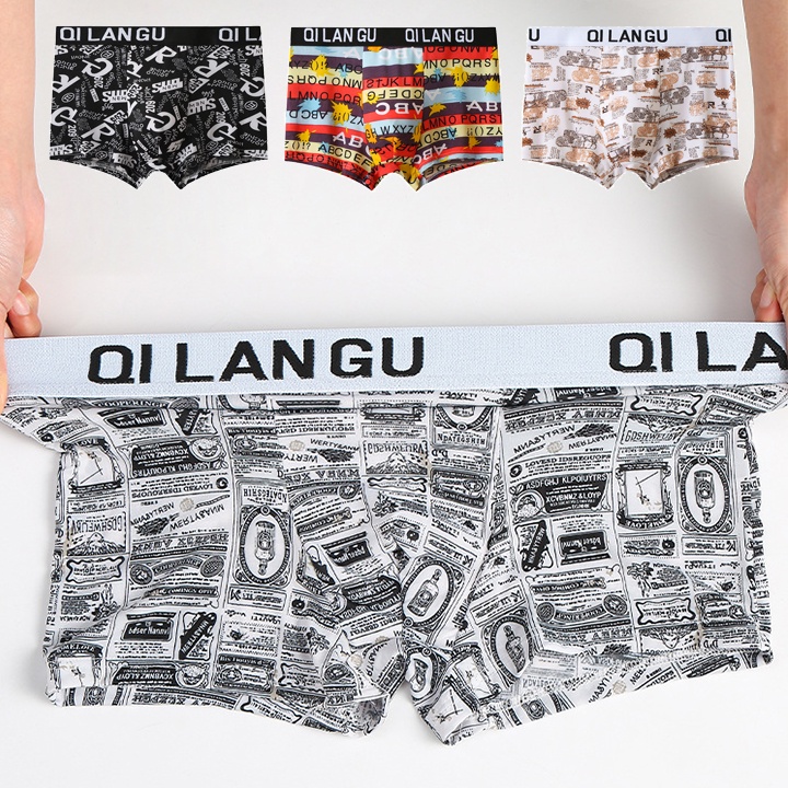 Quần Boxer Đùi Nam Vải Băng Lụa Kháng Khuẩn Cao Cấp, Quần Sịp Lót Boxer Nam Họa Tiết Độc Đáo Co Giãn 4 Chiều