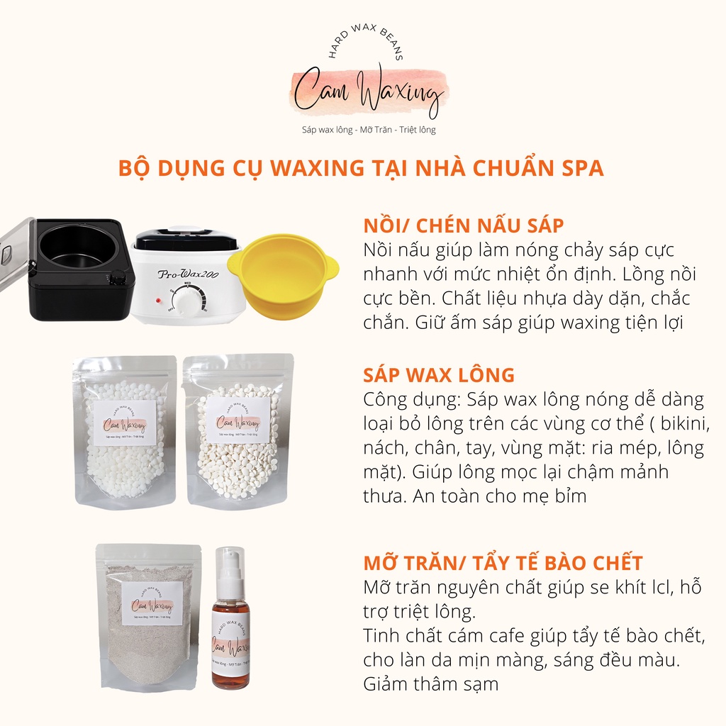 200gr Sáp Wax Lông Nóng Hard Wax Bean Chính Hãng Siêu Bám Lông Triệt Lông