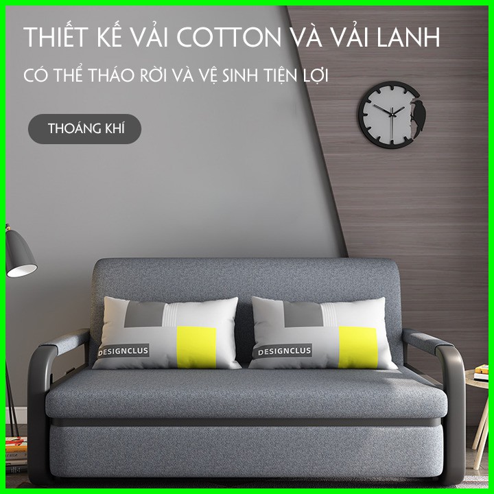 Giường thông minh gấp gọn thành ghế, Ghế sofa đa chức năng không có hộc đựng đồ[ Tặng kèm 2 gối ]. KT: 1m3 x 1m9