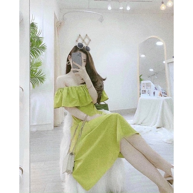 MAXI TRỄ VAI XANH BƠ KÈM ẢNH THẬT