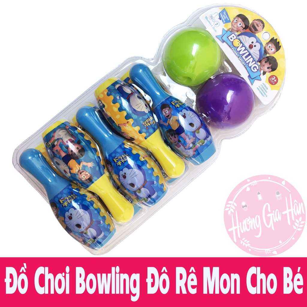 Đồ chơi Bowling Đô Rê Mon gồm 10 bowling và 2 bóng cho Bé