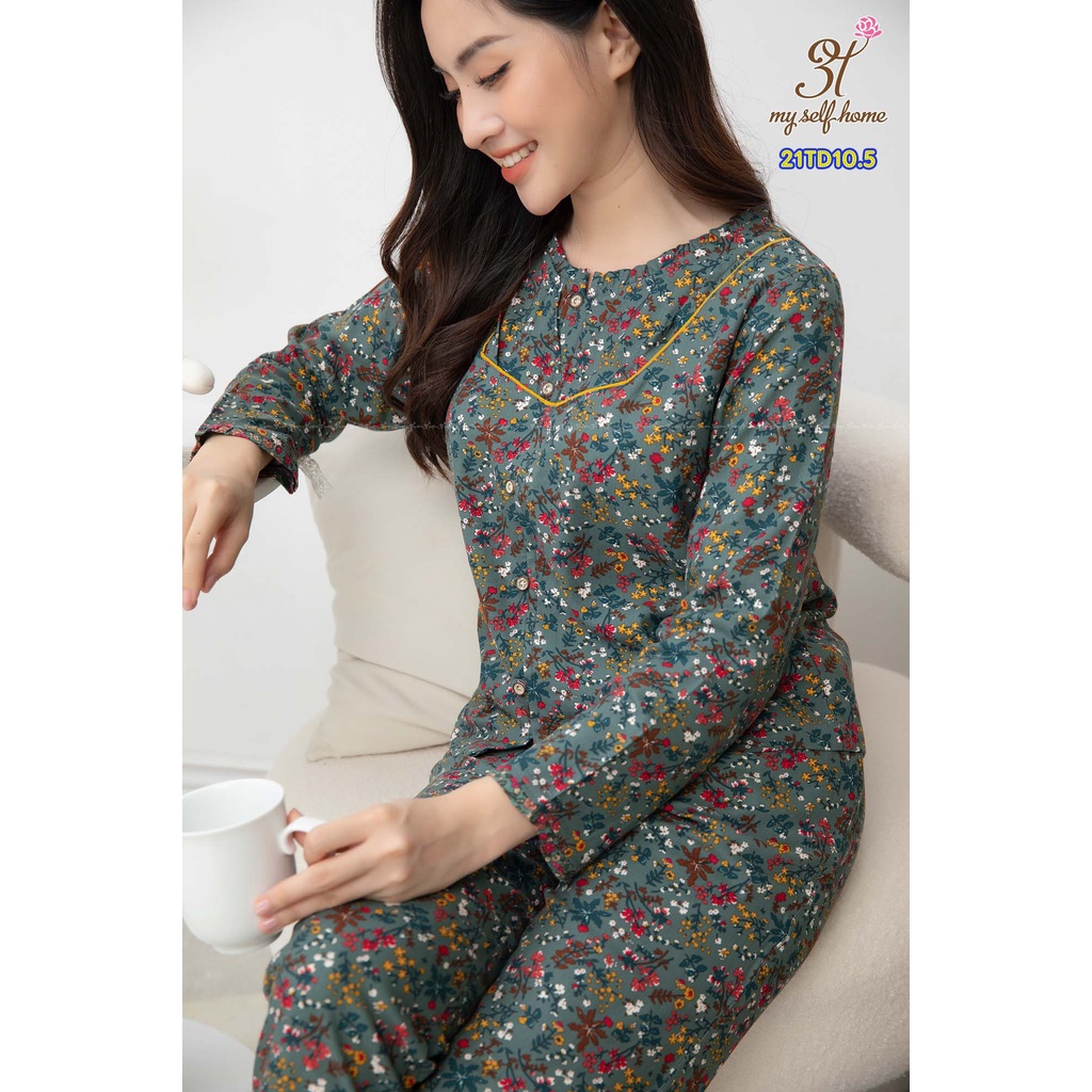Bộ thô cà bông cài khuy giả 21TD10 - Đồ Bộ mặc nhà 3T