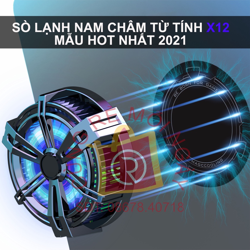 Quạt tản nhiệt điện thoại sò lạnh hút nam châm X12 - Tản nhiệt sò lạnh bán dẫn X12 máy tính bảng, điện thoại