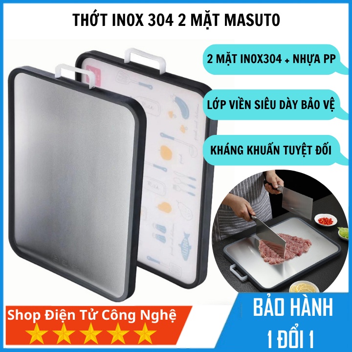 Thớt  inox 304 cao cấp 2 mặt Masuto kháng khuẩn tuyệt đối chống ẩm mốc