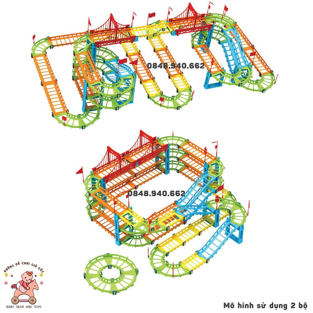 [TẶNG PIN] Bộ đồ chơi đường ray 92 chi tiết lắp ráp đường đua xe ô tô phát triển sáng tạo cho bé