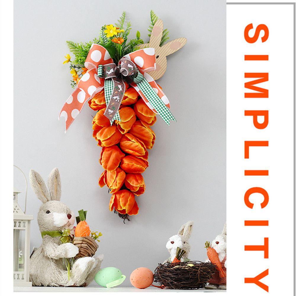 CONOPERY Vòng Hoa Tulip Nhân Tạo Treo Tường / Cửa Ra Vào Trang Trí Lễ Phục Sinh