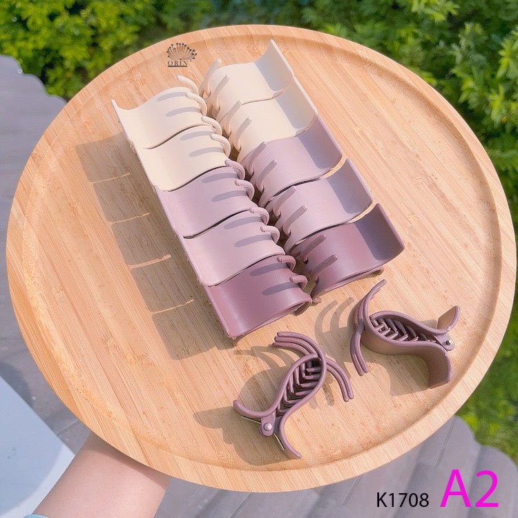 Kẹp tóc càng cua 5 răng nhám cánh vuông màu socola Orin K1708