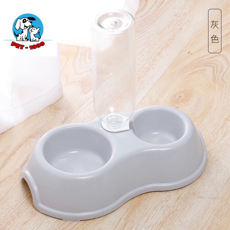 Bát Ăn Đôi Kèm Bình Nước Tự Động Cho Chó Mèo