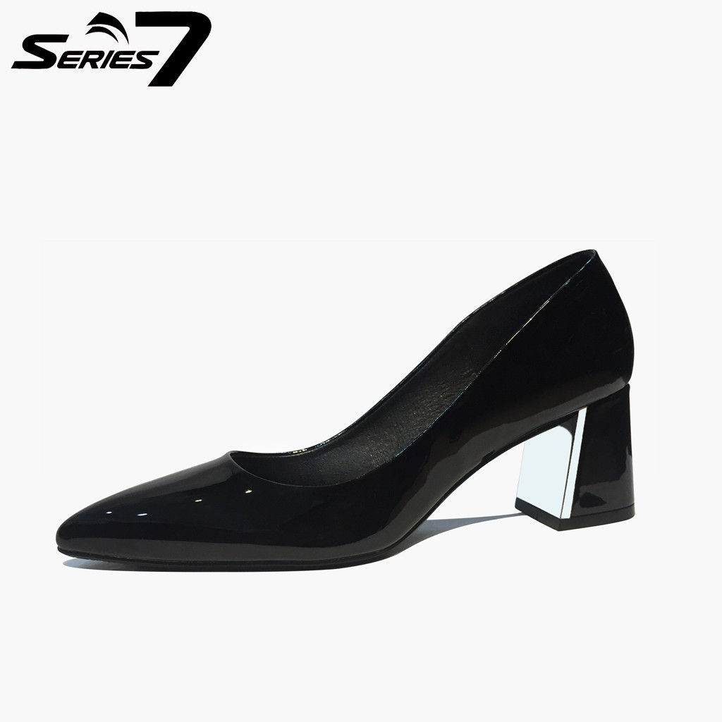 Giày cao gót nữ công sở thời trang tôn dáng đẹp, gót vuông cách điệu tráng gương Series7 Shop