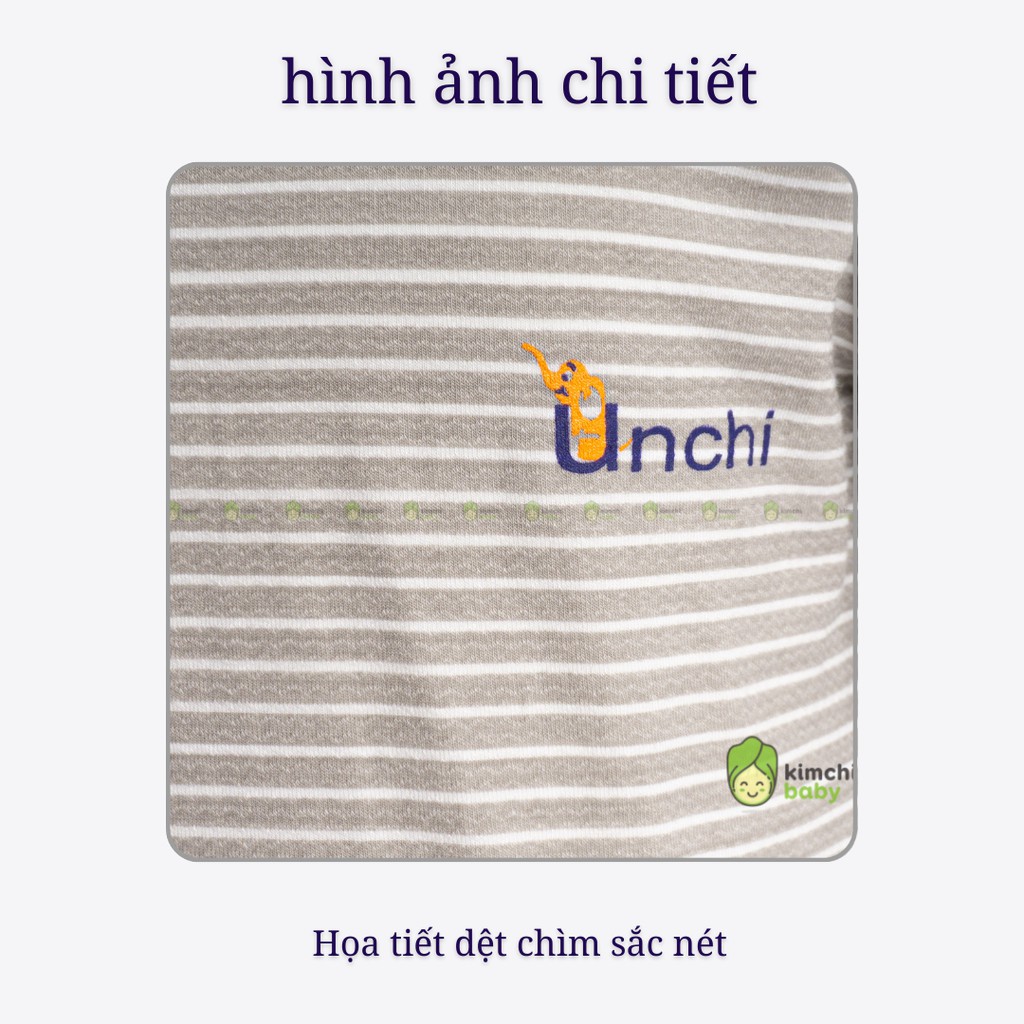 Đồ Bộ Bé Trai, Bé Gái UNCHI Vải Modal Gỗ Sồi Hoạ Tiết Kẻ Ngang, Quần Áo Sơ Sinh Thu Đông Cho Bé UNTD2108