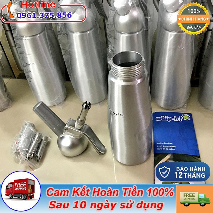 Bình xịt kem tươi cream whi.per 500ml inox [ Tặng kèm 1 viên gas mosa ]