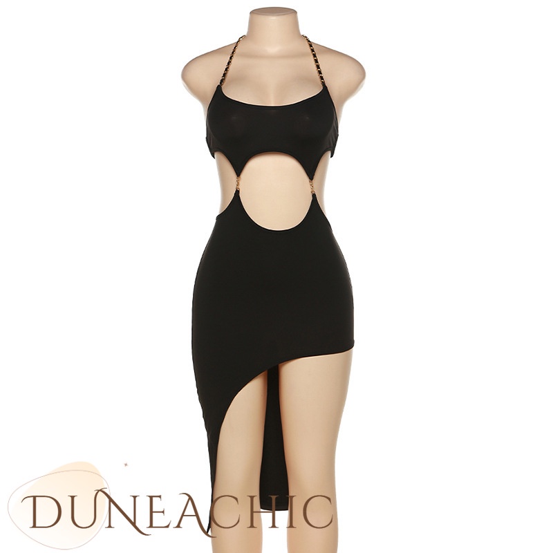 DUNEA Đầm ôm cổ yếm hở lưng gợi cảm thời trang dành cho nữ