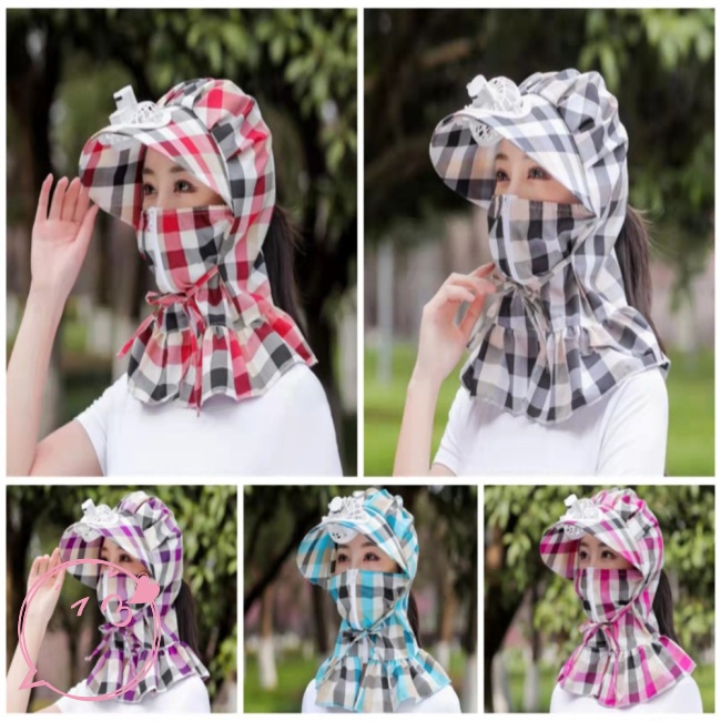 Mũ Vành Rộng Chống Nắng Bằng Cotton Có Quạt Và Dây Đeo Bảo Vệ Khỏi Tia Uv Cho Nữ