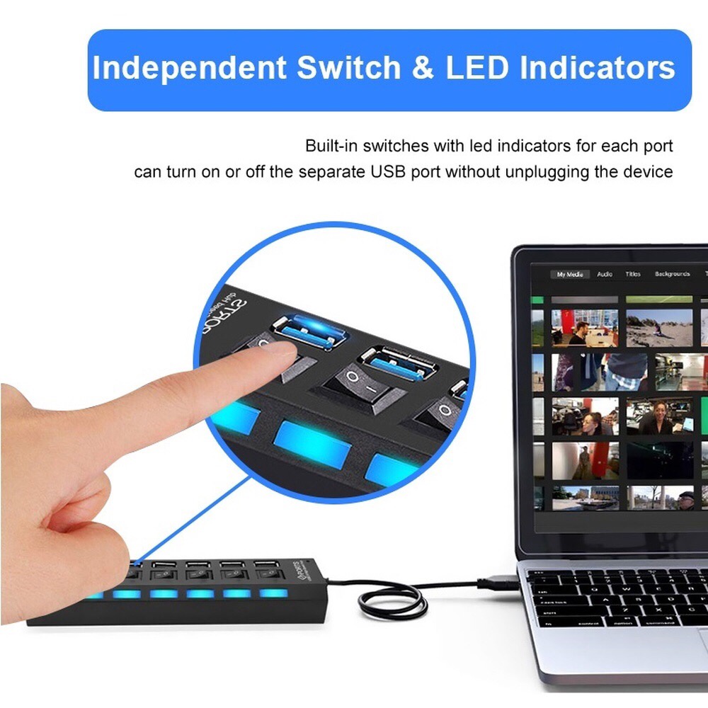 Bộ HUB USB 2.0 HUB USB 2.0 HUB 4/ 7 Cổng Cho Máy Tính PC