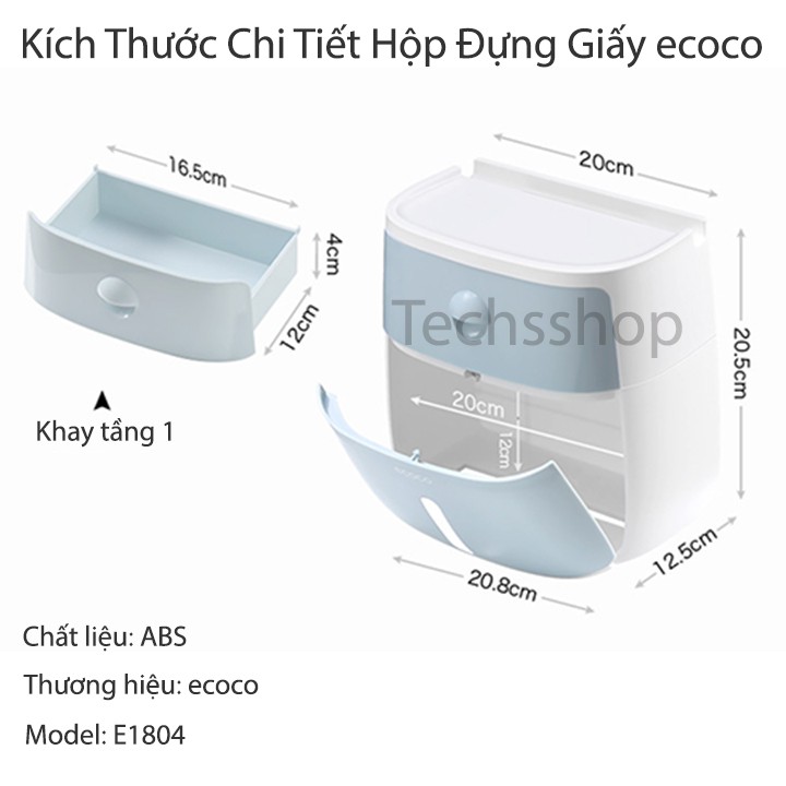 Hộp Đựng Giấy Vệ Sinh 2 Tầng Ecoco E1804 Trong Nhà Tắm - Hộp Giấy Toilet Loại Lớn