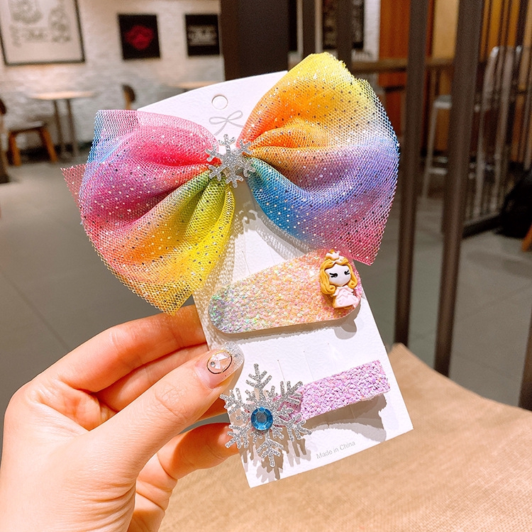 Set 3 kẹp tóc hình công chúa tuyết dành cho bé gái