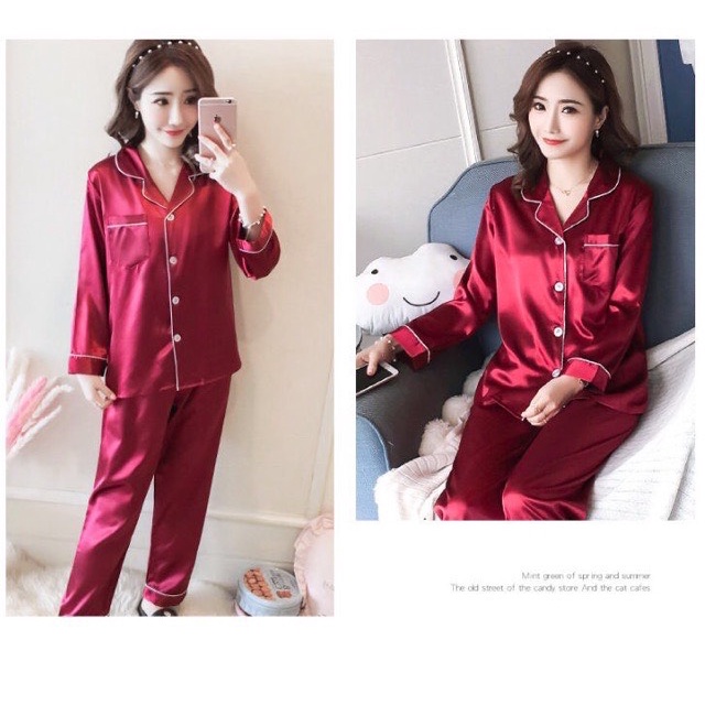 Bộ Mặc Nhà Nam Nữ Uniex Trơn Dài Tay Chất Lụa Siêu Mềm  X3