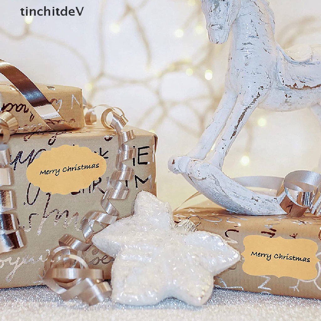 Cuộn 250 Nhãn Dán Trang Trí Lọ Quà Bằng Giấy Kraft Trơn DIY