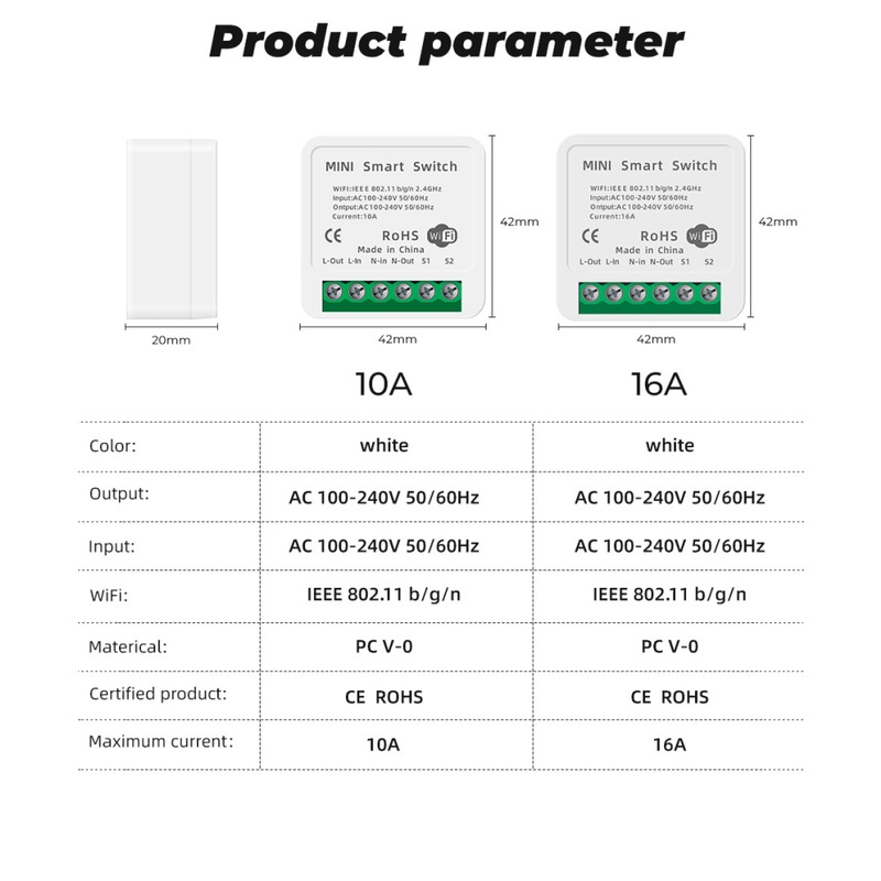 HOME 16A MINI Wifi Smart Switch Timer Wireless Switches Smart Home Automation Compatible with Tuya Alexa Google Home HOME