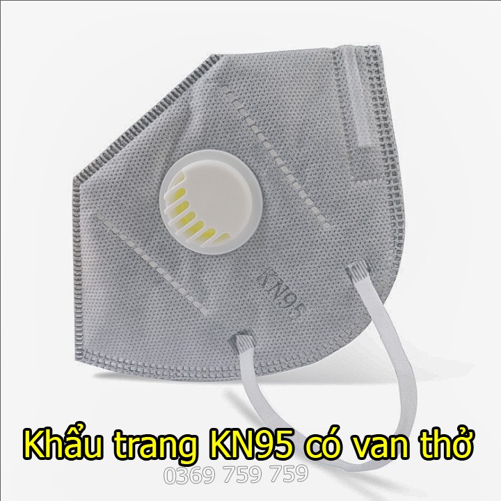 Khẩu Trang KN95 Có Van Thở Lọc Bụi Mịn PM2.5 (Màu xám) | BigBuy360 - bigbuy360.vn