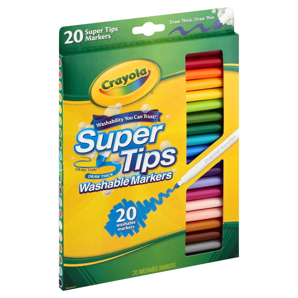 (BÁN SỈ) 1 thùng 24 BỘ BÚT LÔNG TÔ MÀU NÉT MẢNH &amp; DÀY CRAYOLA 20 CÂY (chính hãng)