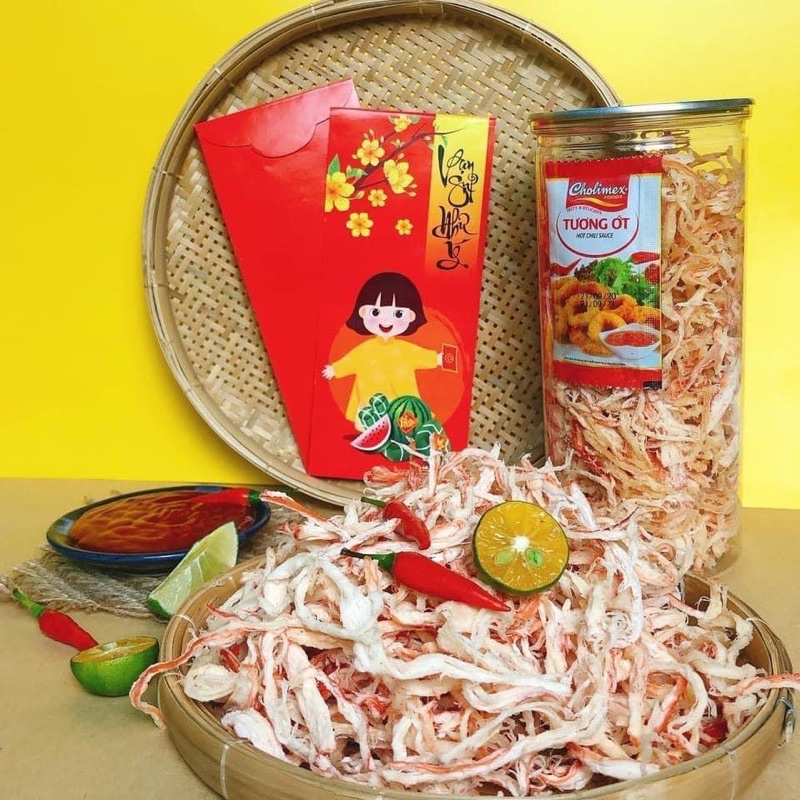 Mực Thái Xé Sợi Hấp Dừa hàng chuẩn loại 1 hộp 250gr