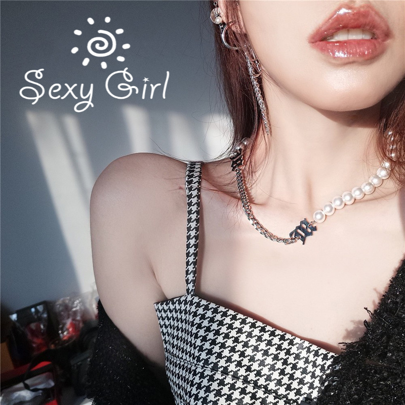 Vòng Cổ Choker Phối Ren Đính Ngọc Trai Thời Trang Cho Nữ