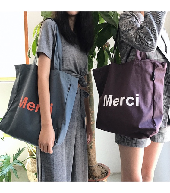 Túi vải túi tote chữ ( Merci )