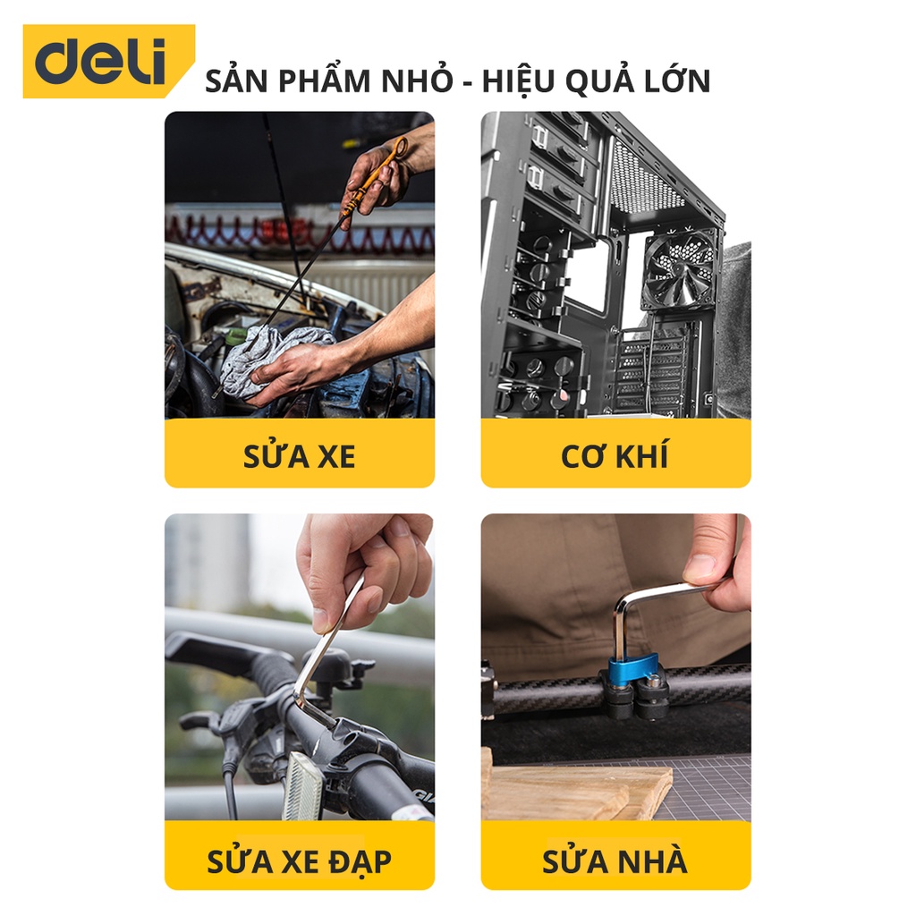 Bộ Lục Giác Deli Đầu Bằng Chữ L Cao Cấp - Kiểu Dáng Nhỏ Gọn Giúp Người Dùng Cầm Nắm, Thao Tác Dễ Dàng DL230008 DL230009