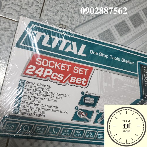 10-32mm Bộ tuýp 1/2&quot; 24 chi tiết Total THT141253