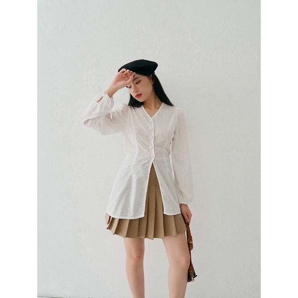 ARIUSTEES - Chân váy xếp ly Brown Pleated Skirt With Bow